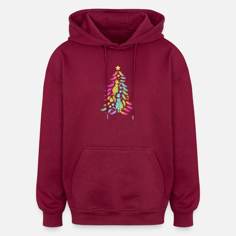 Christmas Tree Nutcracker - Oversized Unisex Hoodie - burgundy