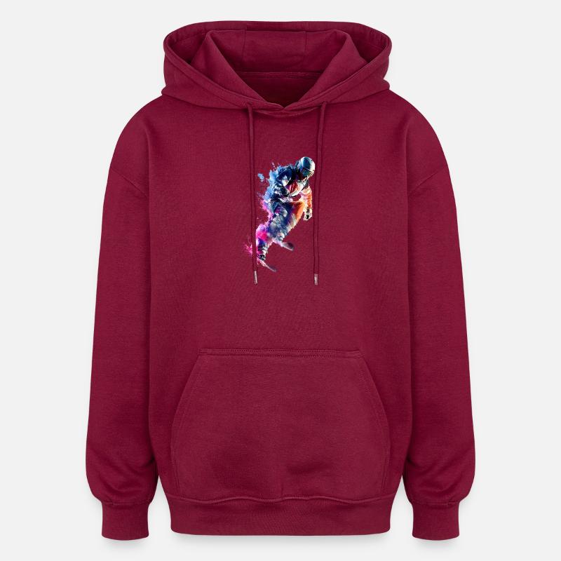 Farbexplosion Snowboarder Sprung - Oversized Unisex Hoodie - Burgunderrot