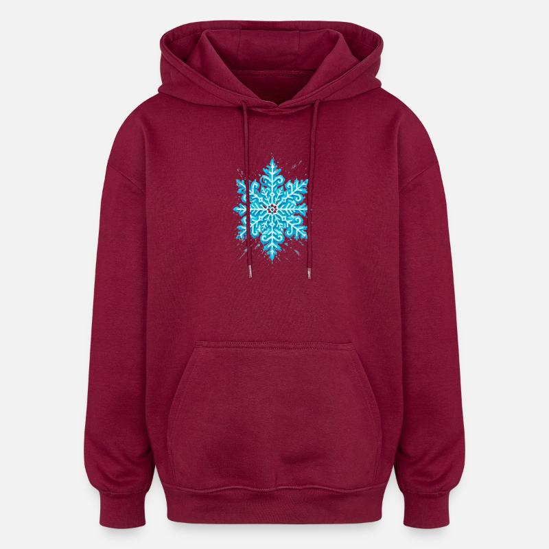 Snowflake | Mountain | Skiing | Snowboarding - Oversized Unisex Hoodie - burgundy
