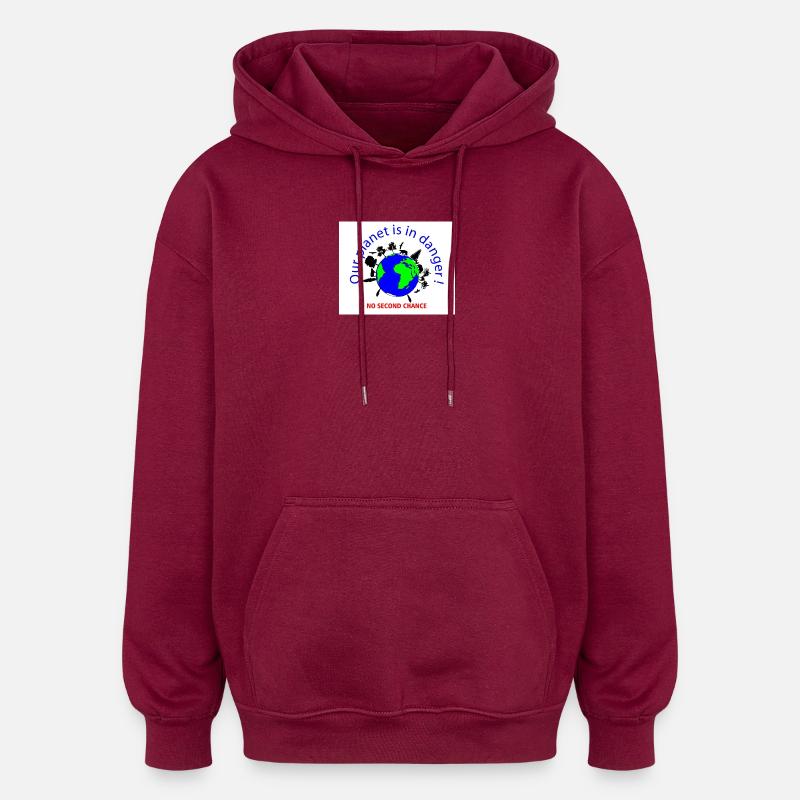 Planète en danger - Sweat à capuche oversize unisexe - bordeaux