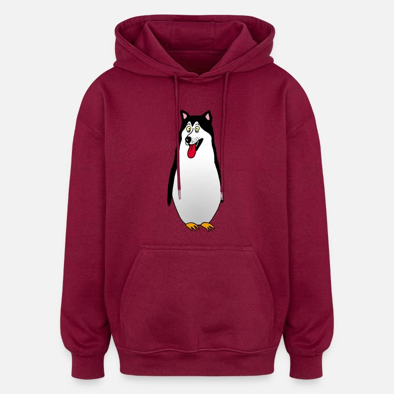 Hund oder Pinguin? - Oversized Unisex Hoodie - Burgunderrot