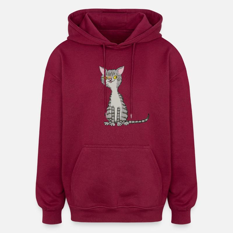 LUZIE - Sweat à capuche oversize unisexe - bordeaux