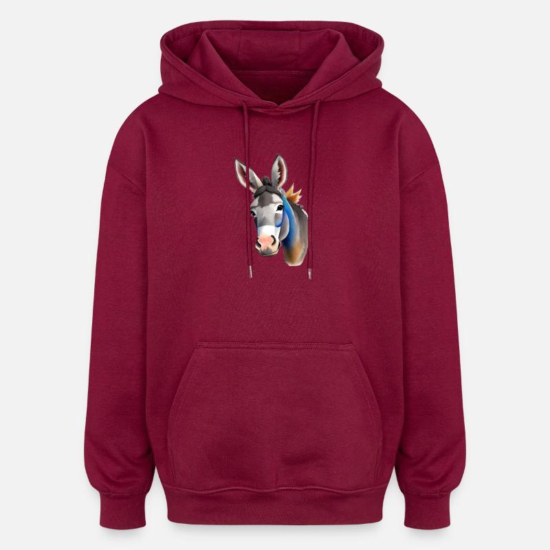 süßer Esel - Oversized Unisex Hoodie - Burgunderrot