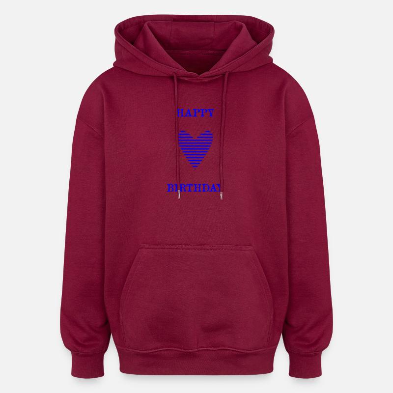 HAPPY BIRTHDAY. JOYEUX ANNIVERSAIRE. ANNIVERSAIRE. - Sweat à capuche oversize unisexe - bordeaux