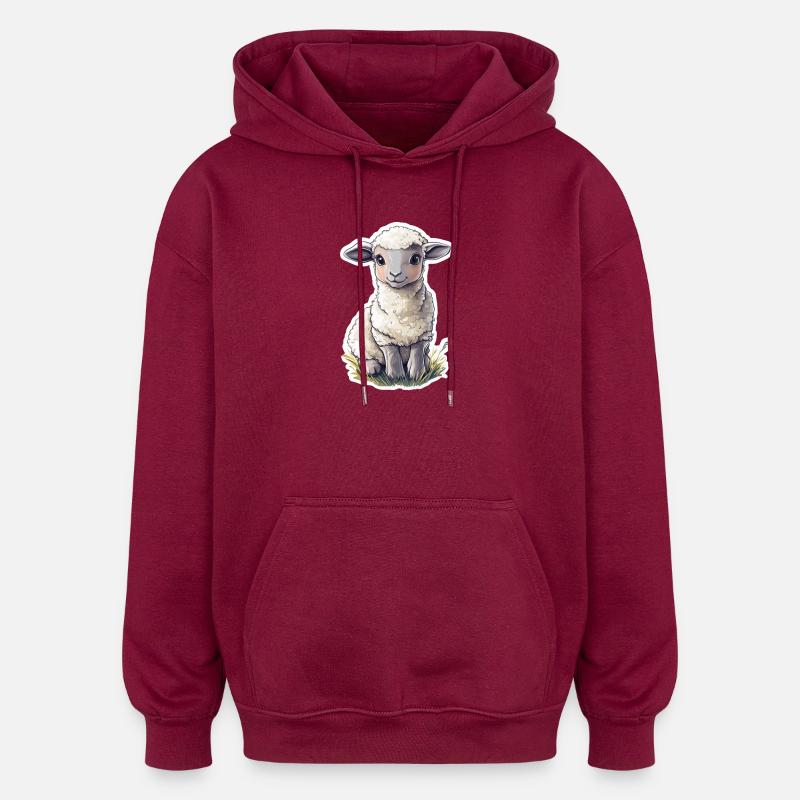 Schaf - Oversized Unisex Hoodie - Burgunderrot