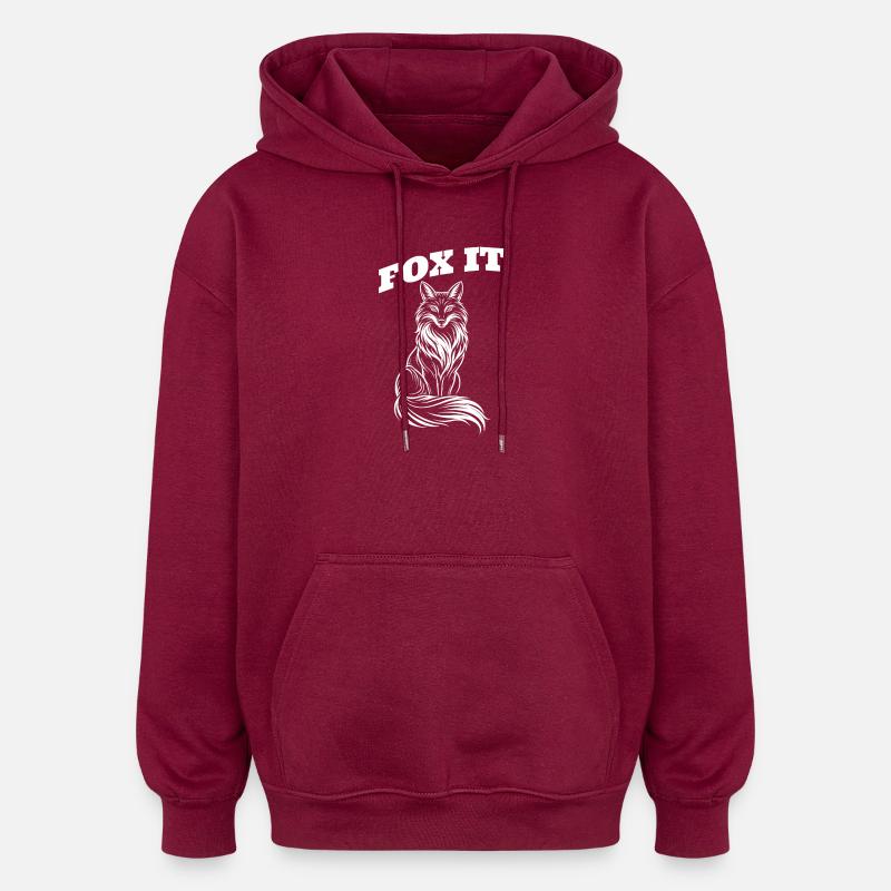 Fox Silhouette - Fox it - Oversized Unisex Hoodie - burgundy
