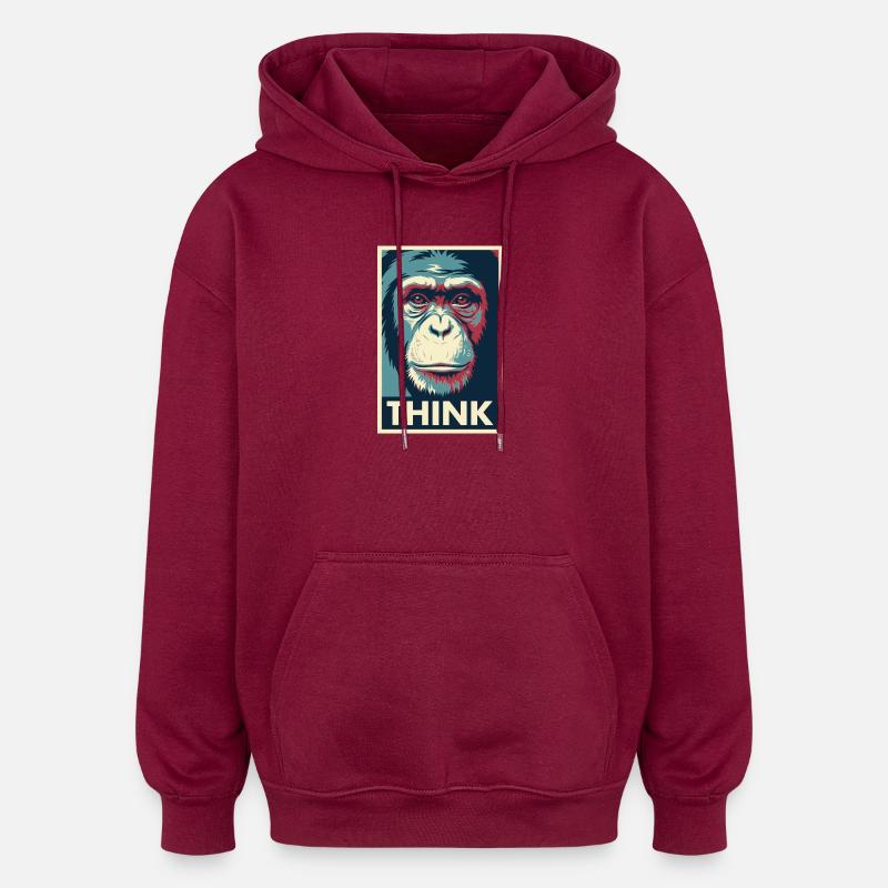 Affendenken Pop-Art-Poster - Oversized Unisex Hoodie - Burgunderrot