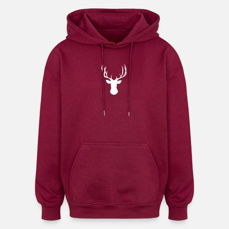 Silhouette majestueuse de Cerf - Sweat à capuche oversize unisexe - bordeaux
