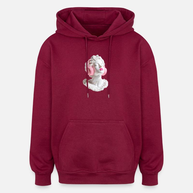 Marble Diva: Beats in Pink - Oversized Unisex Hoodie - burgundy
