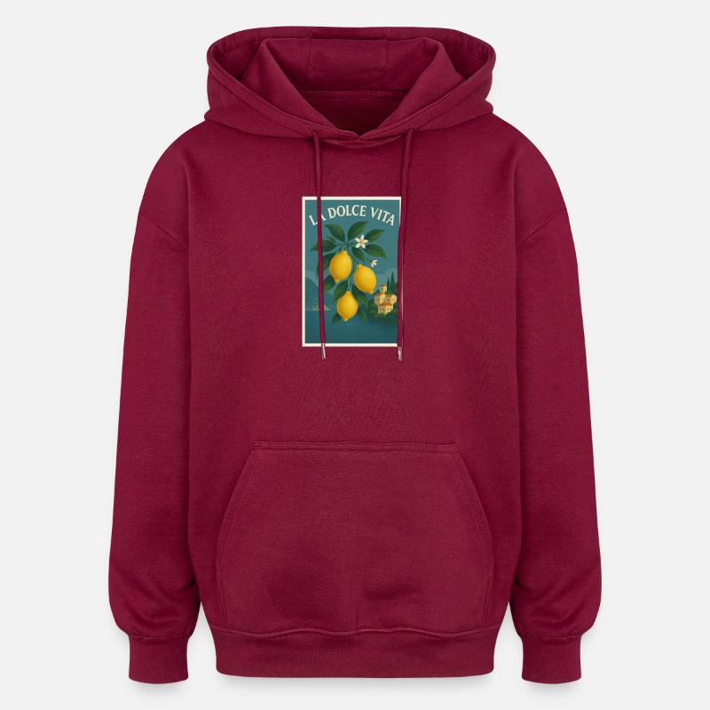 La Dolce Vita - Oversized Unisex Hoodie - Burgunderrot