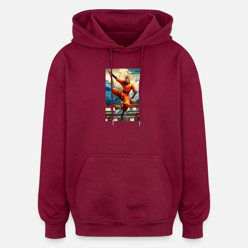 Humanoid Monkey Shaolin Monk - Oversized Unisex Hoodie - burgundy