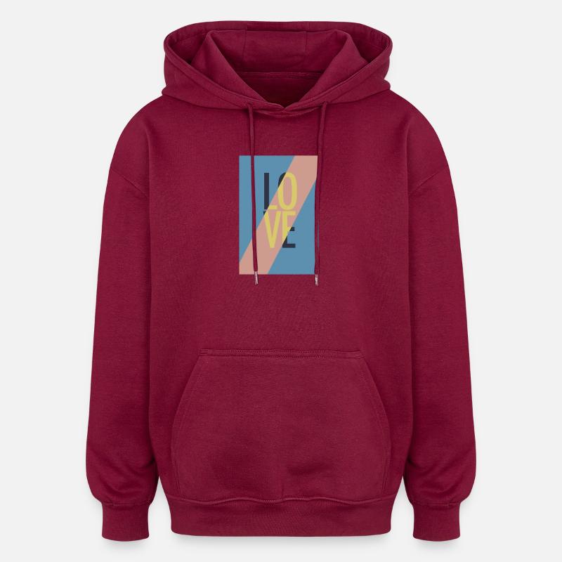 Message d’amour moderne avec design abstrait - Sweat à capuche oversize unisexe - bordeaux
