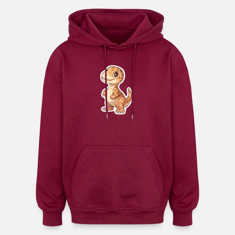 Dinosaure - Sweat à capuche oversize unisexe - bordeaux