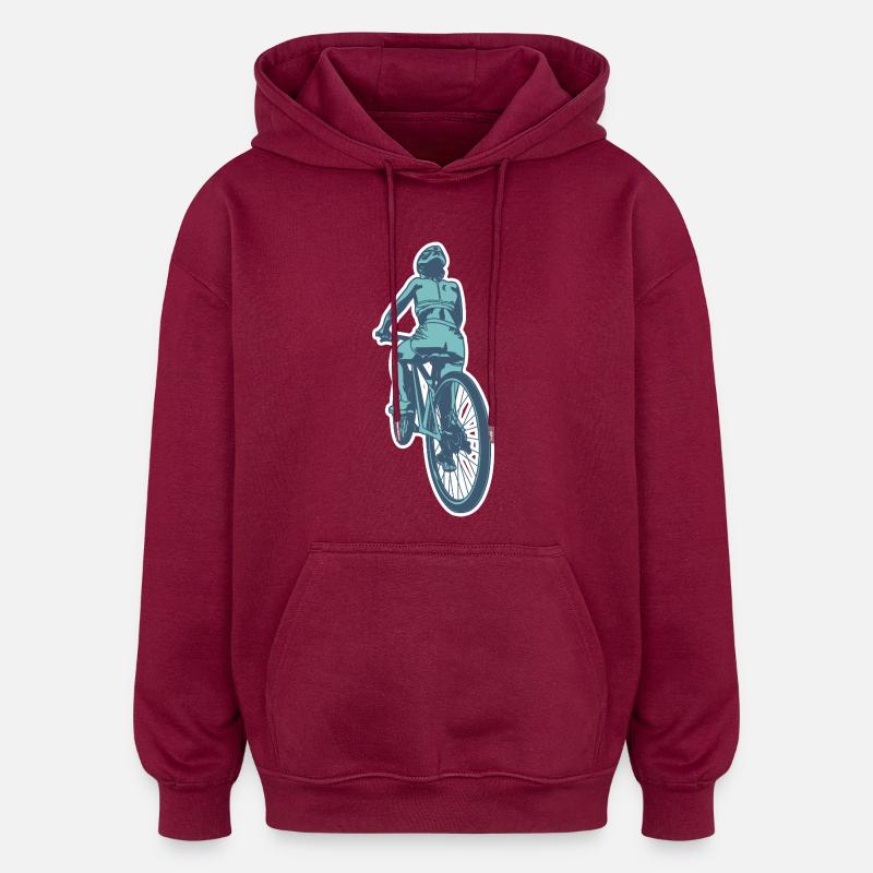 Radfahrerin - Oversized Unisex Hoodie - Burgunderrot