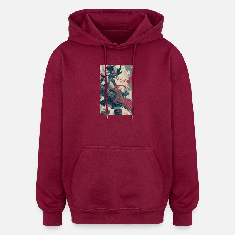 Purpurroter Kettensägenjäger - Oversized Unisex Hoodie - Burgunderrot