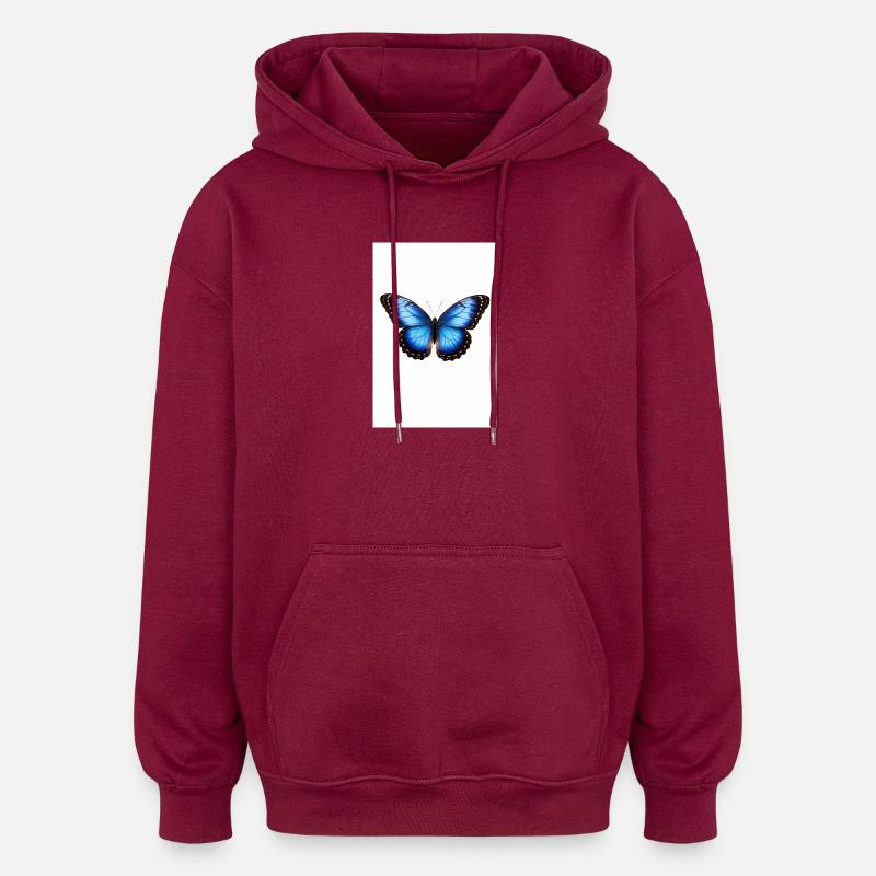 Ailes de papillon bleu - Sweat à capuche oversize unisexe - bordeaux