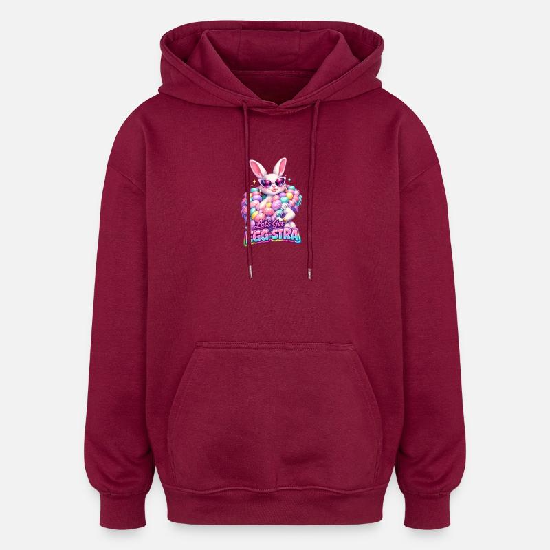 Easter Lets Get Egg-stra - Oversized Unisex Hoodie - burgundy