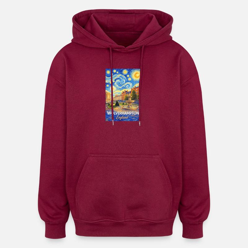 Wolverhampton England Starry Night - Oversized Unisex Hoodie - burgundy