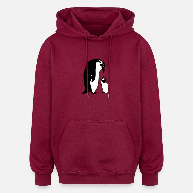 manchot - Sweat à capuche oversize unisexe - bordeaux