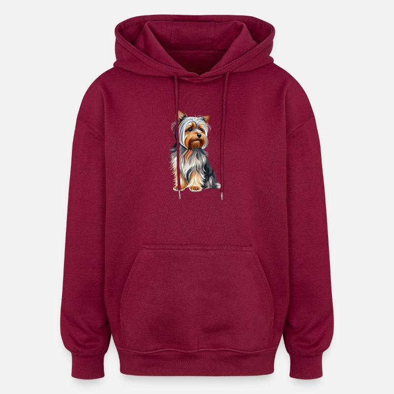 YorkshireTerrier - Sweat à capuche oversize unisexe - bordeaux