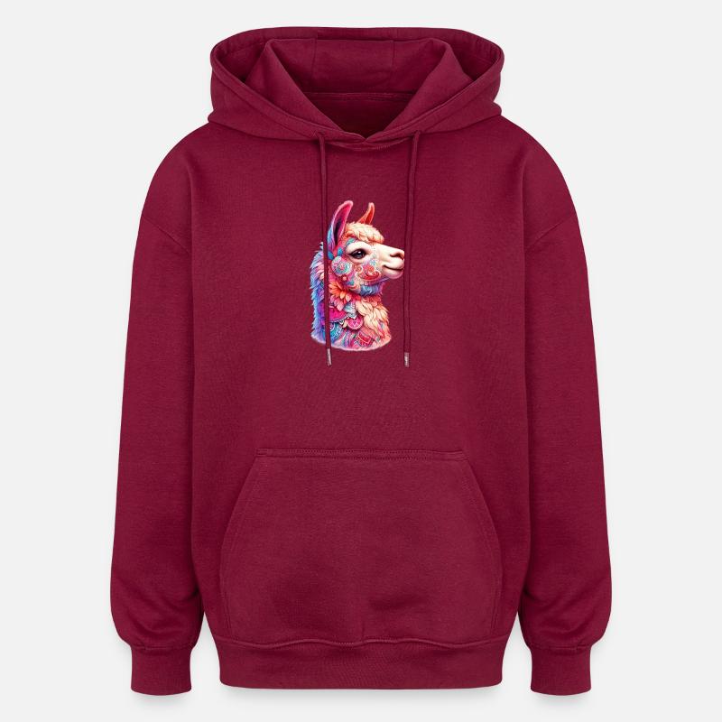 Alpaca - Oversized Unisex Hoodie - burgundy