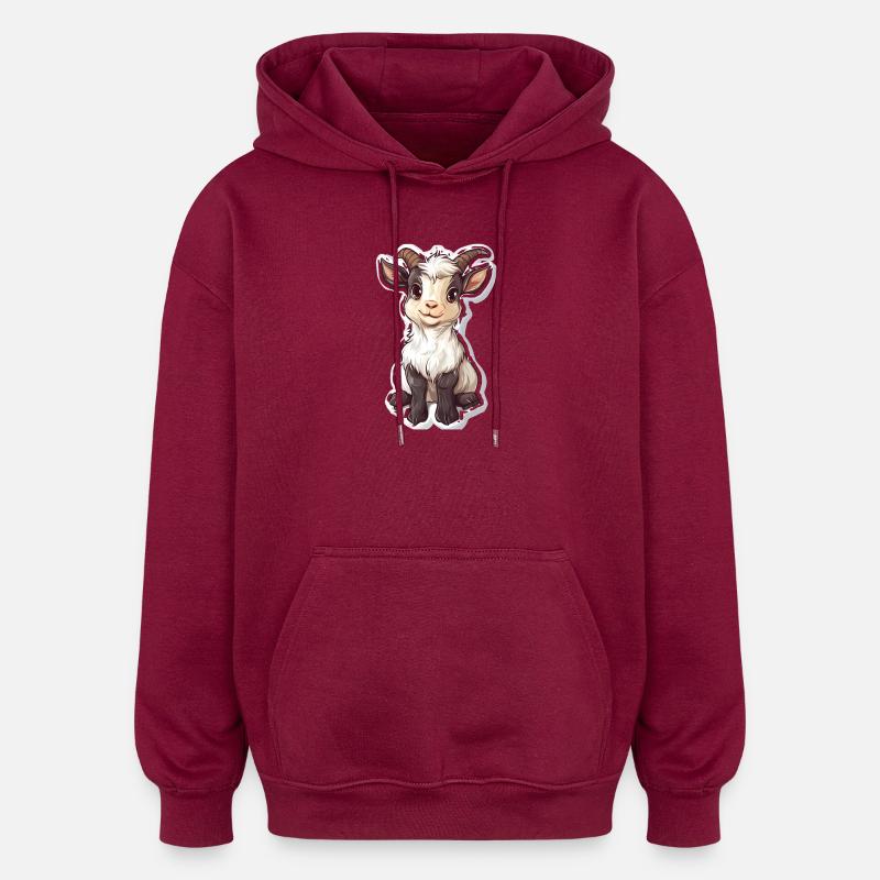 Chèvre - Sweat à capuche oversize unisexe - bordeaux