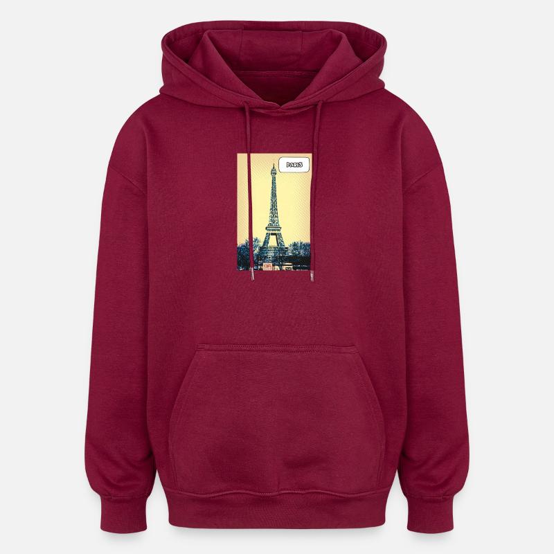 Eiffel Pop Art Paris - Sweat à capuche oversize unisexe - bordeaux