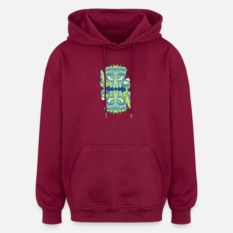 Bleu Tiki King - Noix de - Sweat à capuche oversize unisexe - bordeaux