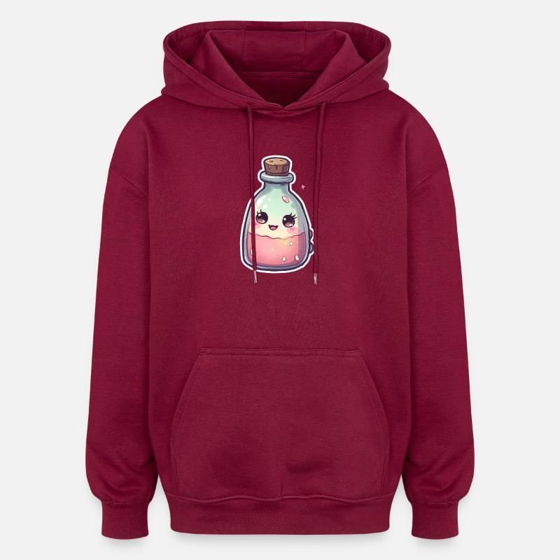 Cute kawaii cake potion bottle - Oversized Unisex Hoodie - burgundy