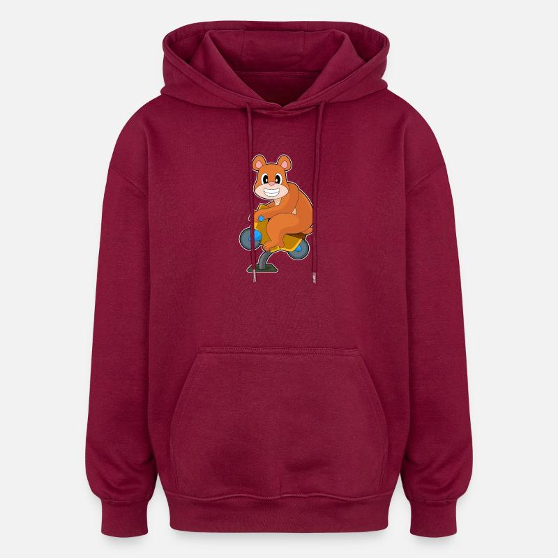 Bear Motorcycle - Oversized Unisex Hoodie - burgundy