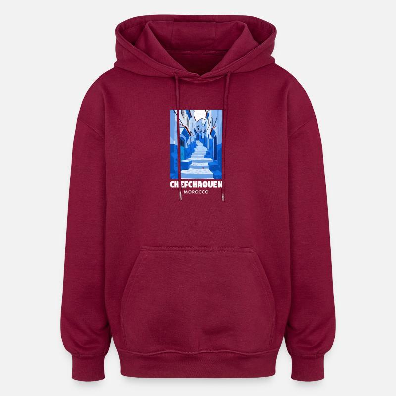 Bleu Chefchaouen Gassenweg - Sweat à capuche oversize unisexe - bordeaux