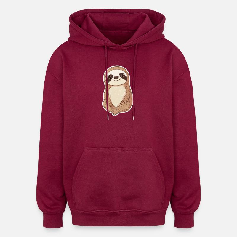 Faultier - Oversized Unisex Hoodie - Burgunderrot