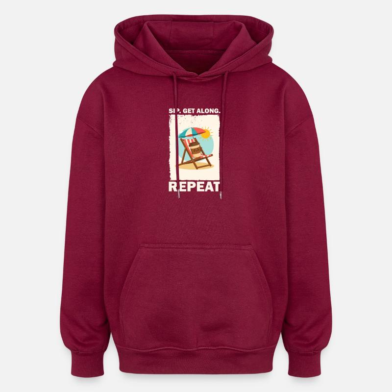 Sonniger Strandkaffee Trinkdesign - Oversized Unisex Hoodie - Burgunderrot