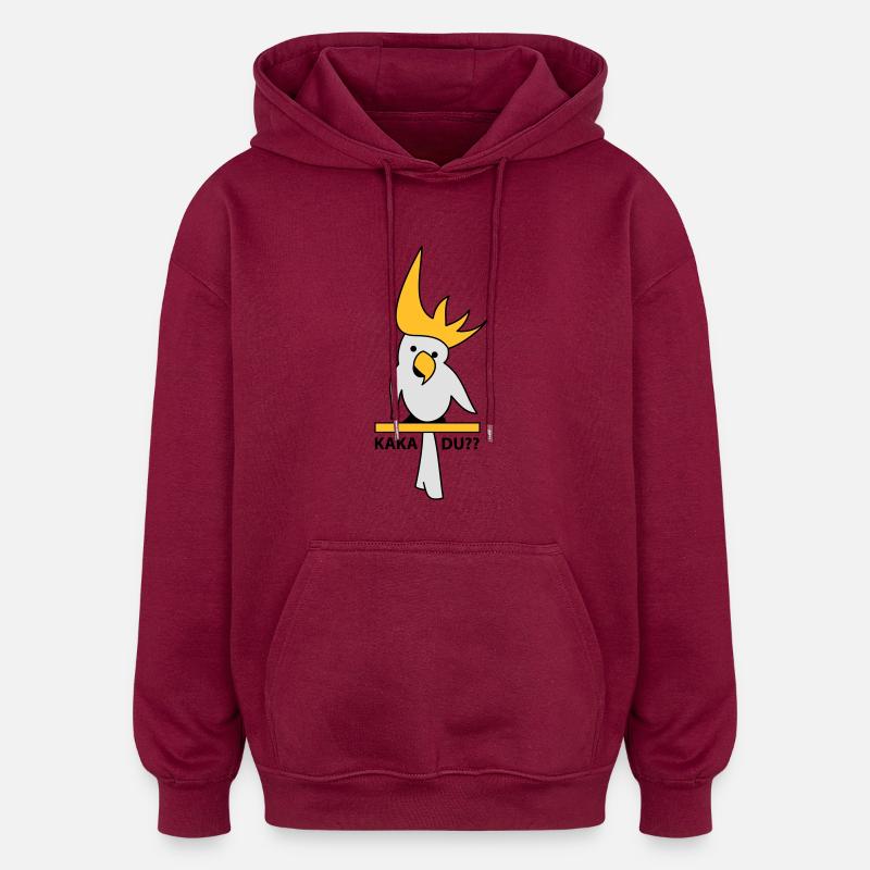 Kakadu - Oversized Unisex Hoodie - Burgunderrot