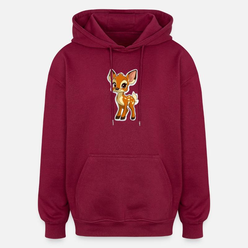 chevreuil - Sweat à capuche oversize unisexe - bordeaux