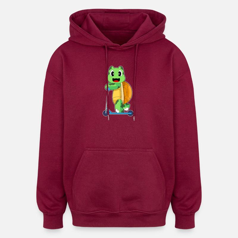 Turtle scooter - Oversized Unisex Hoodie - burgundy