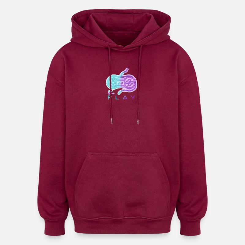 Neon Retro Controller Nostalgie - Oversized Unisex Hoodie - Burgunderrot