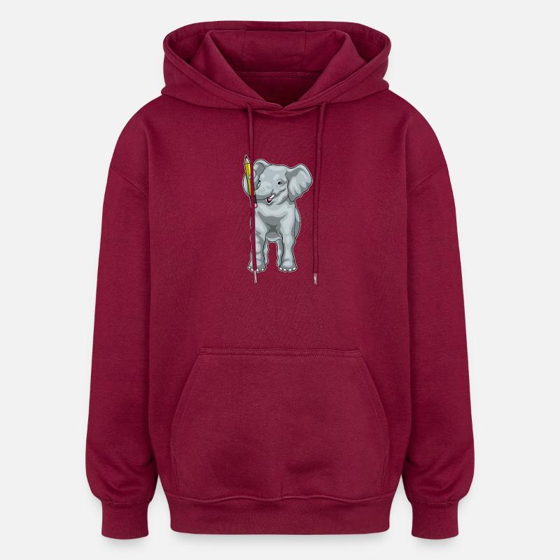 Elefant Schüler Bleistift Schule - Oversized Unisex Hoodie - Burgunderrot