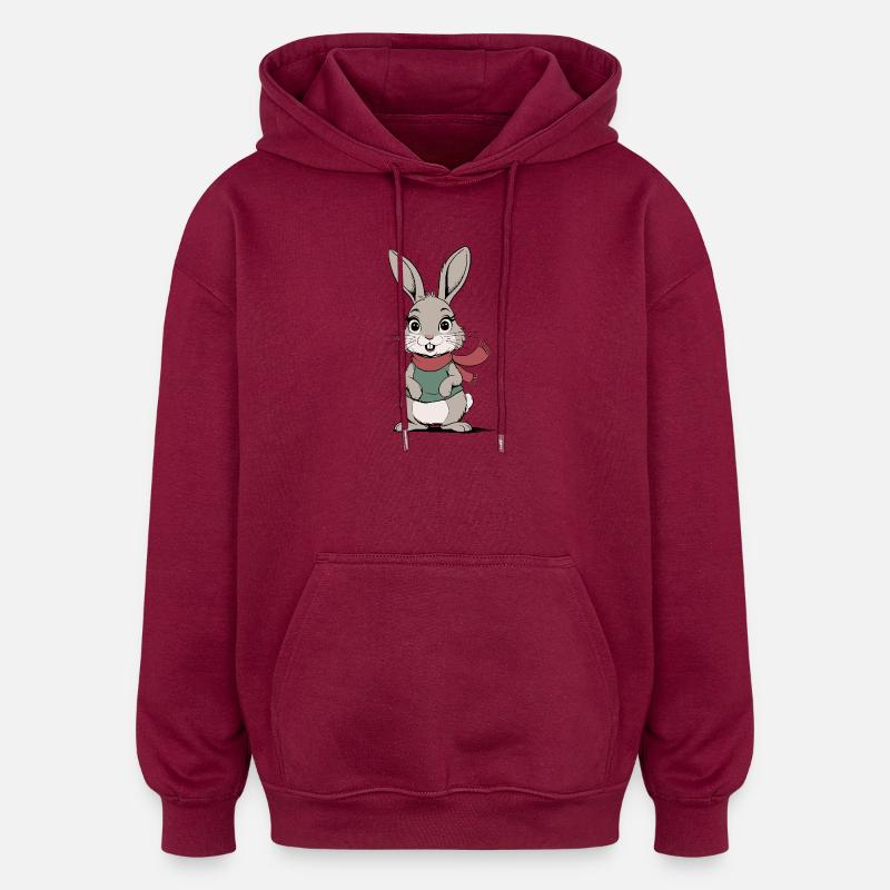 Lapin mignon - Sweat à capuche oversize unisexe - bordeaux