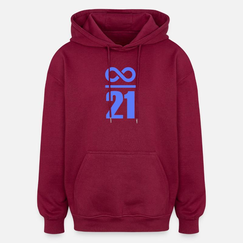 Unendlich durch 21 Millionen Bitcoin Unendlich  - Oversized Unisex Hoodie - Burgunderrot