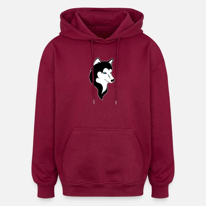 Husky Silhouette Blaue Augen - Oversized Unisex Hoodie - Burgunderrot