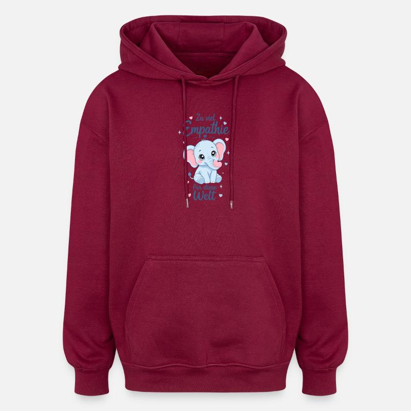 Empathie Elefant Geschenk - Oversized Unisex Hoodie - Burgunderrot