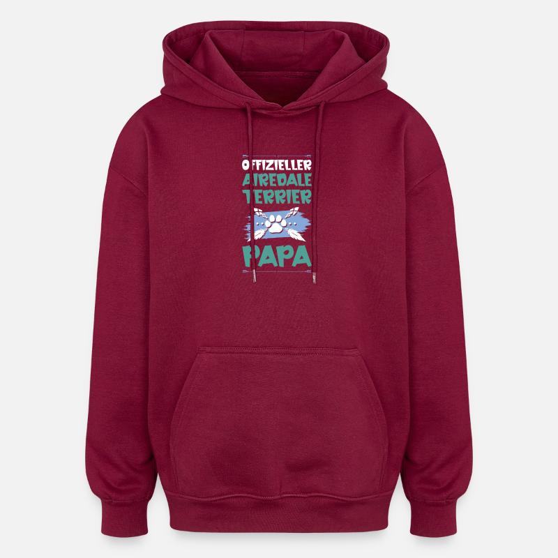 Airedale Terrier Chiens Papa - Sweat à capuche oversize unisexe - bordeaux