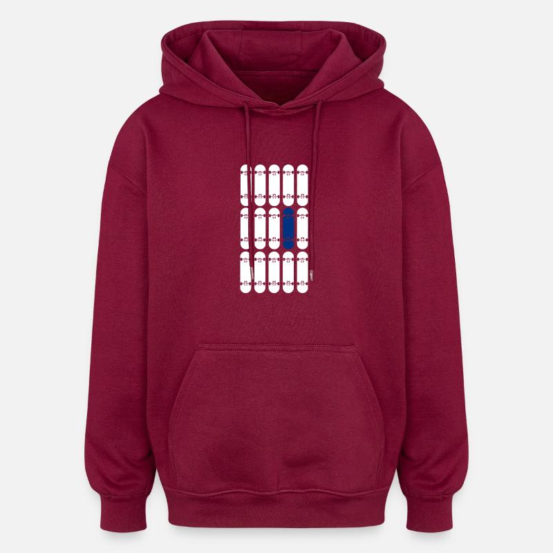 OneBoardBlue / Blanc - Sweat à capuche oversize unisexe - bordeaux