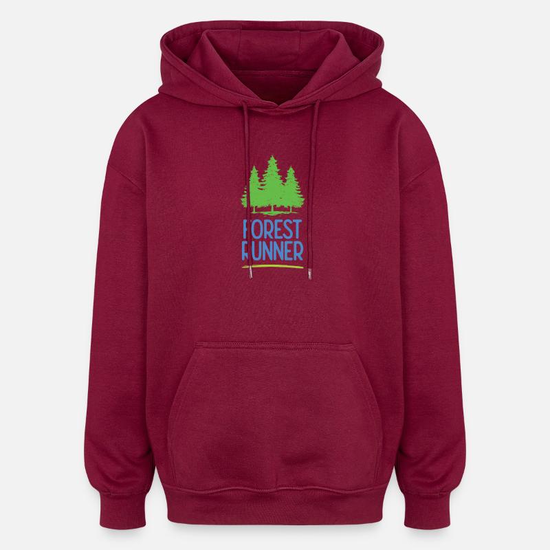Coureur forestier - Sweat à capuche oversize unisexe - bordeaux