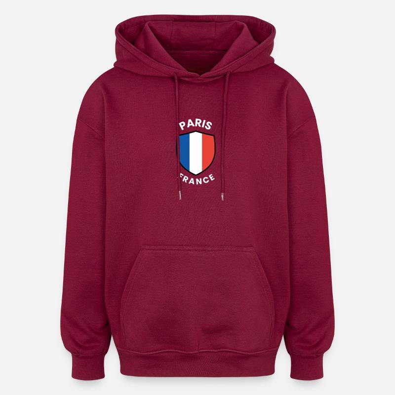 Pariser Flagge-Schild-Emblem - Oversized Unisex Hoodie - Burgunderrot