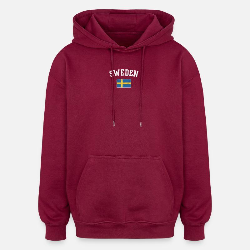 Schwedisches Flaggenbogen-Tee - Oversized Unisex Hoodie - Burgunderrot