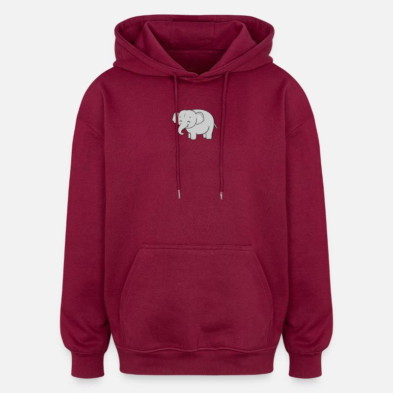 Elefant Elefanten - Oversized Unisex Hoodie - Burgunderrot