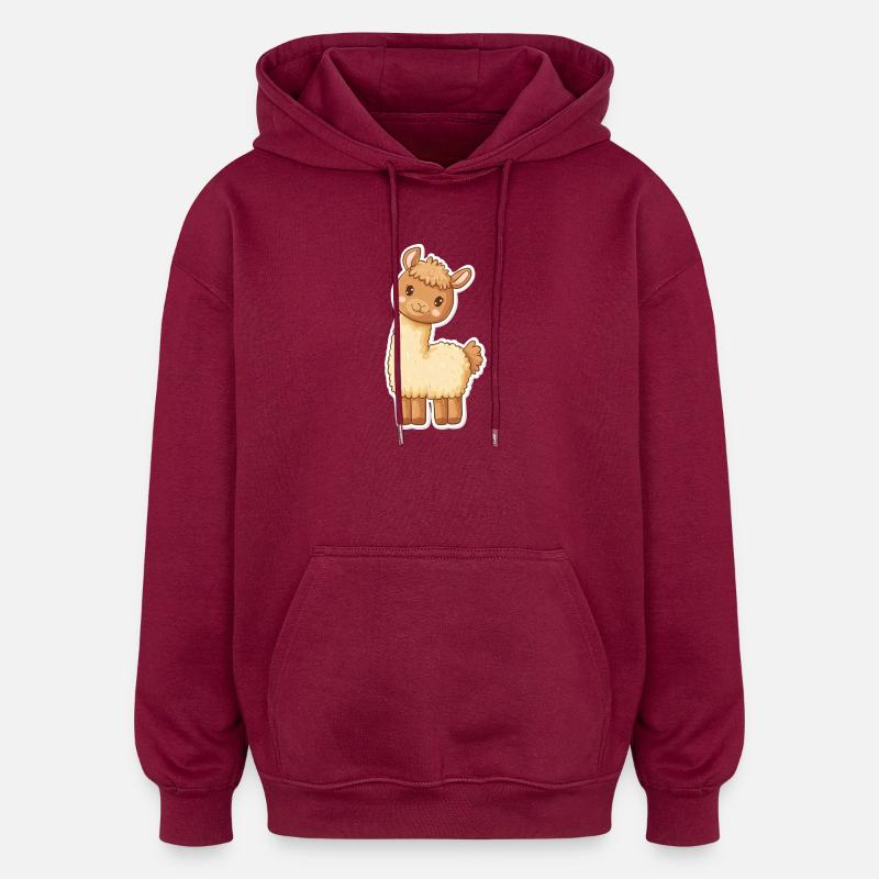Lama Alpaka Llama Tier Geschenk - Oversized Unisex Hoodie - Burgunderrot