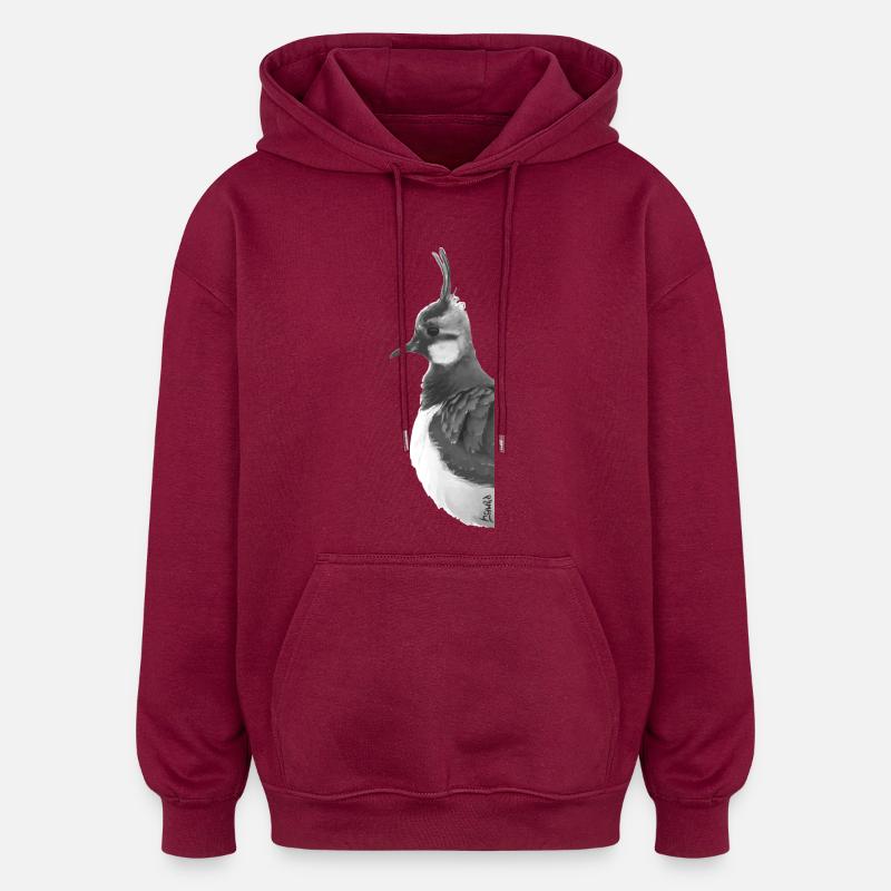 Portrait de vanneau huppé - Sweat à capuche oversize unisexe - bordeaux